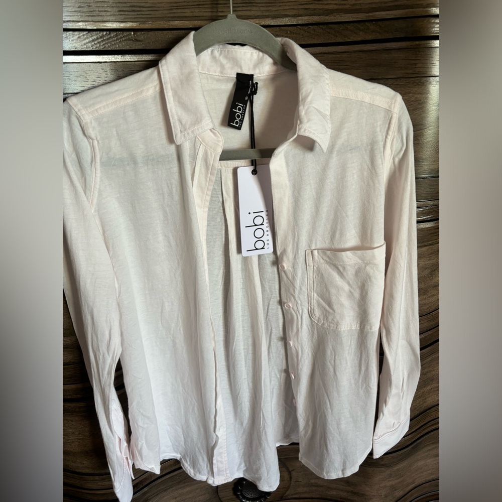 NWT Bobi blush pink long sleeved top size S